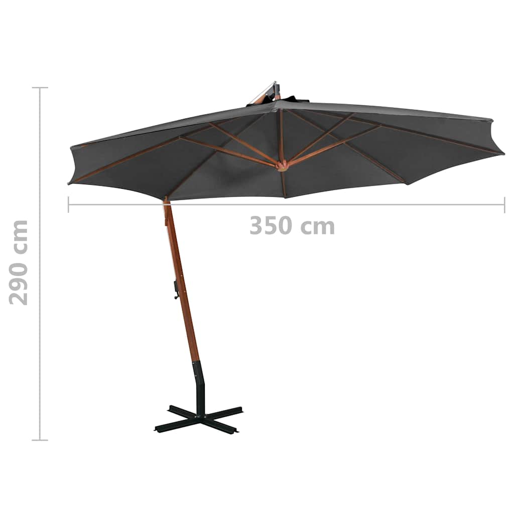 Hanging Garden Parasol with Pole Anthracite 3,5x2,9 m Solid Fir Wood