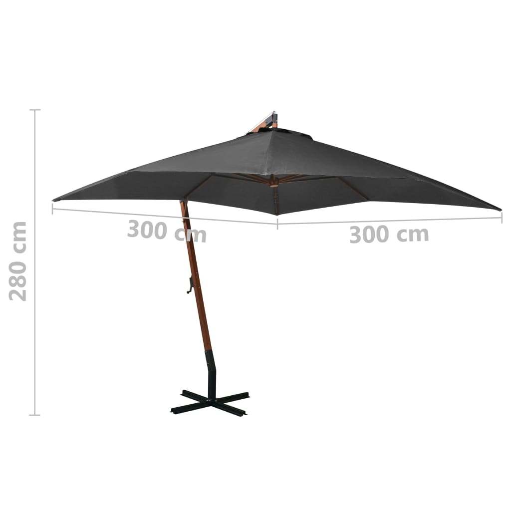 Hanging Garden Parasol | Anthracite | Solid fir wood, bamboo, polyester