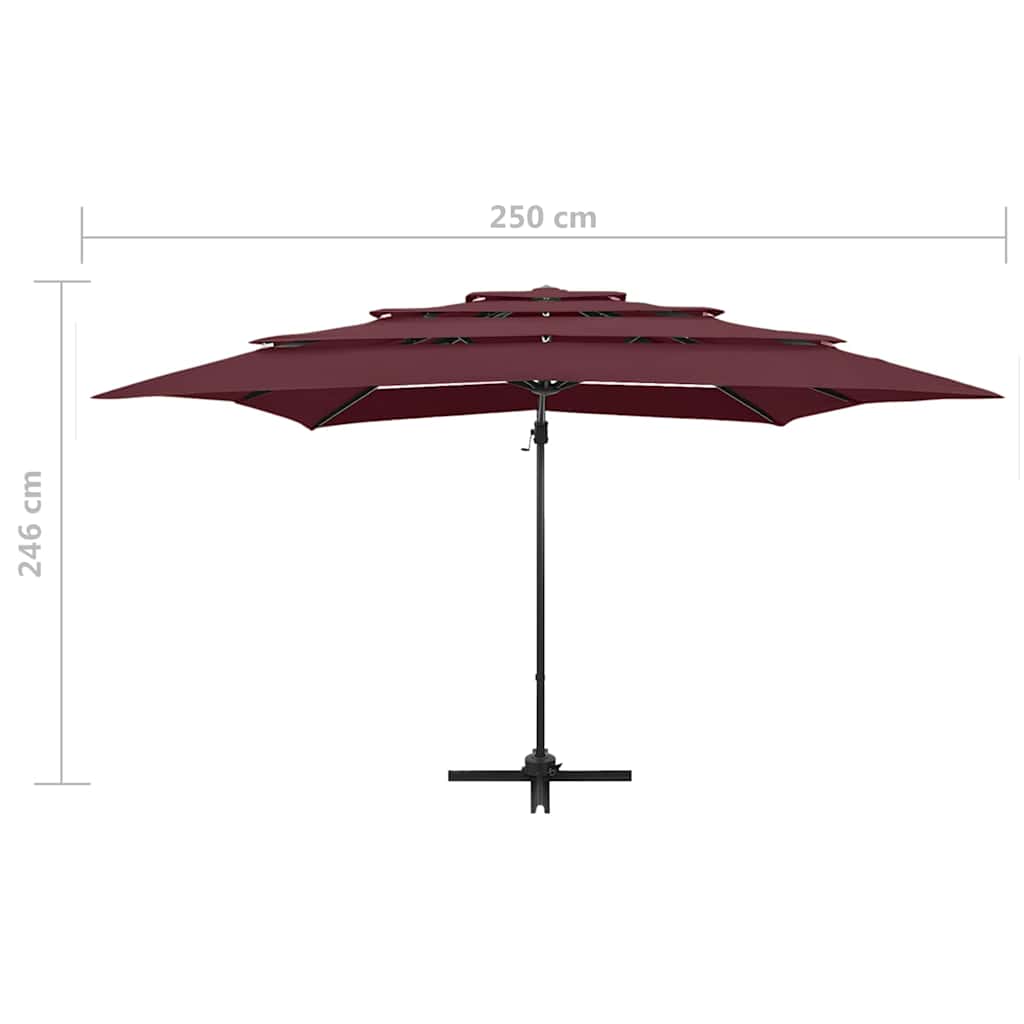 4-Tier Garden Parasol with Pole Bordeaux Red 250x250 cm