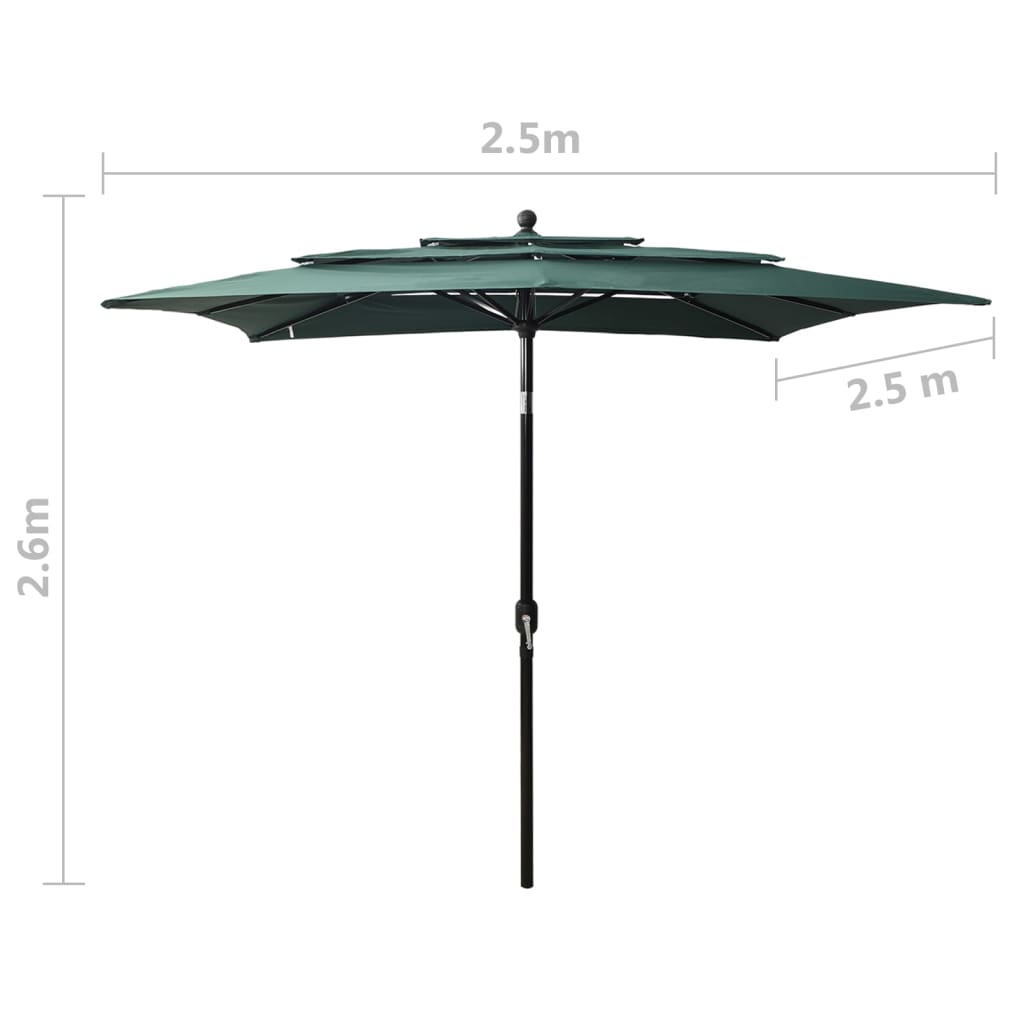 Parasol | Green | Polyester, Powder-Coated Aluminium | 2.5 x 2.5 m