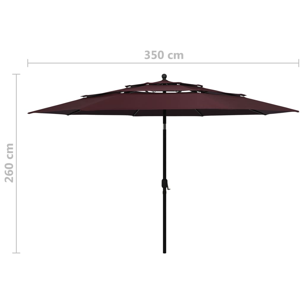 Parasol | Bordeaux red | Polyester, Powder-Coated Aluminium | Large