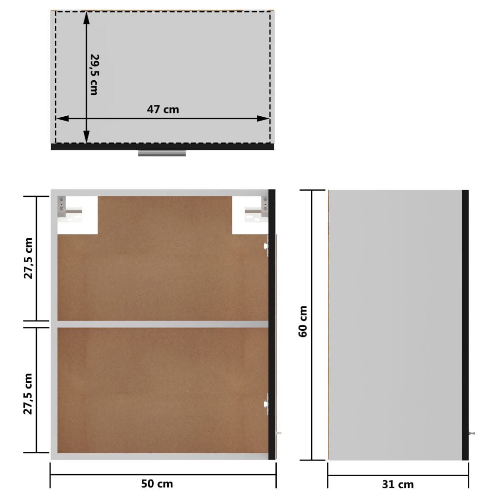 Hanging Cabinet Lyons 2 pcs Black 50x31x60 cm Engineered Wood