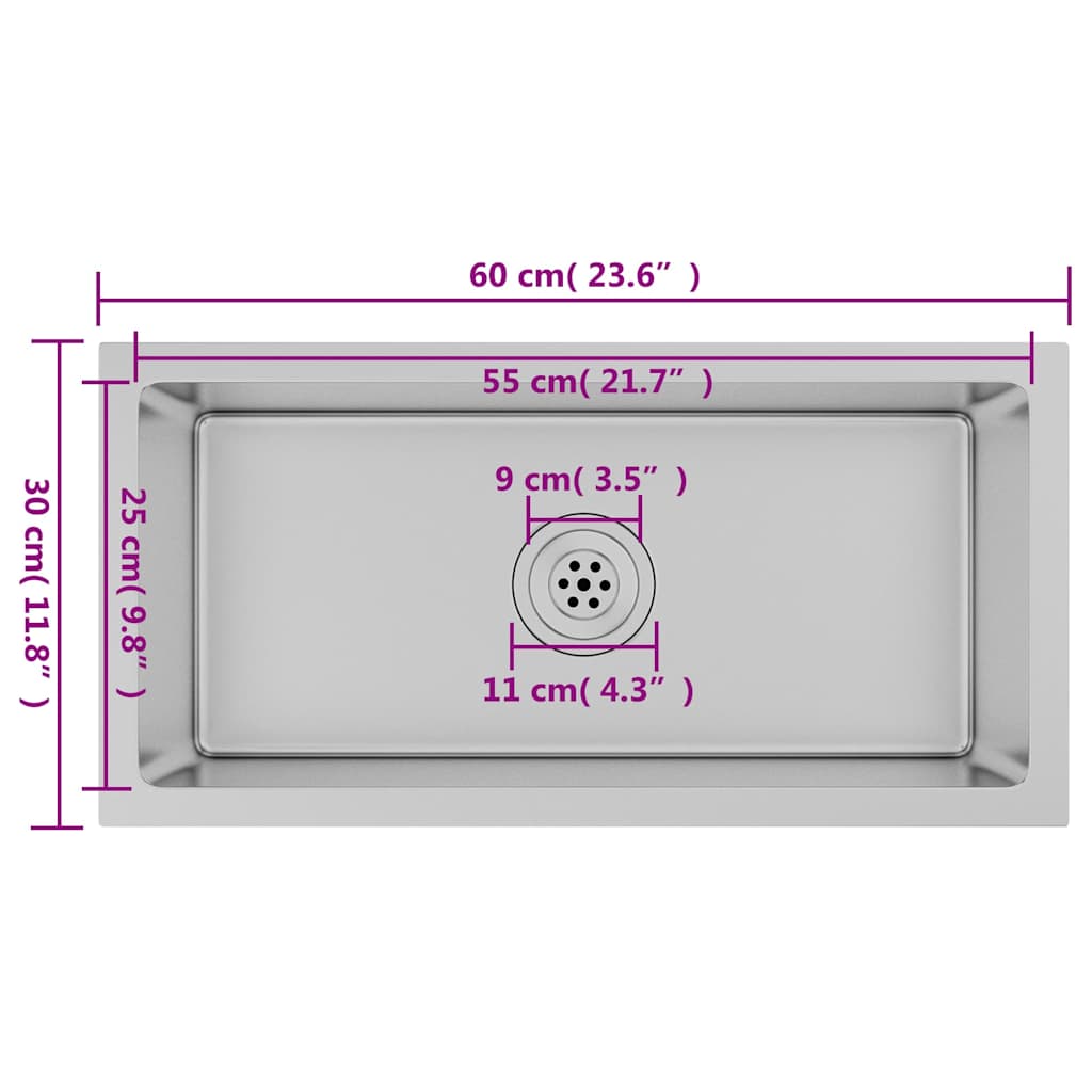 51504 vidaXL Handmade Kitchen Sink Stainless Steel