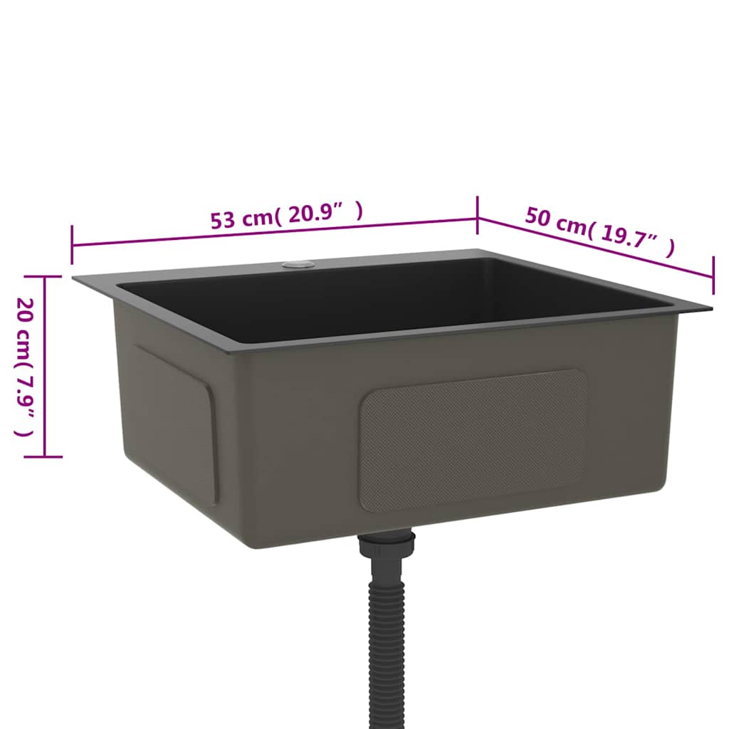 51509 vidaXL Handmade Kitchen Sink Black Stainless Steel