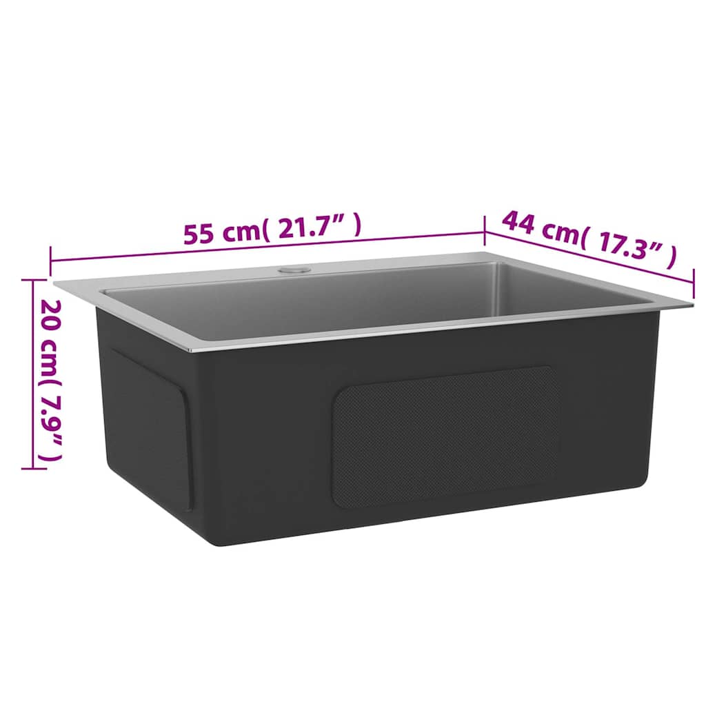 51510 vidaXL Handmade Kitchen Sink Stainless Steel