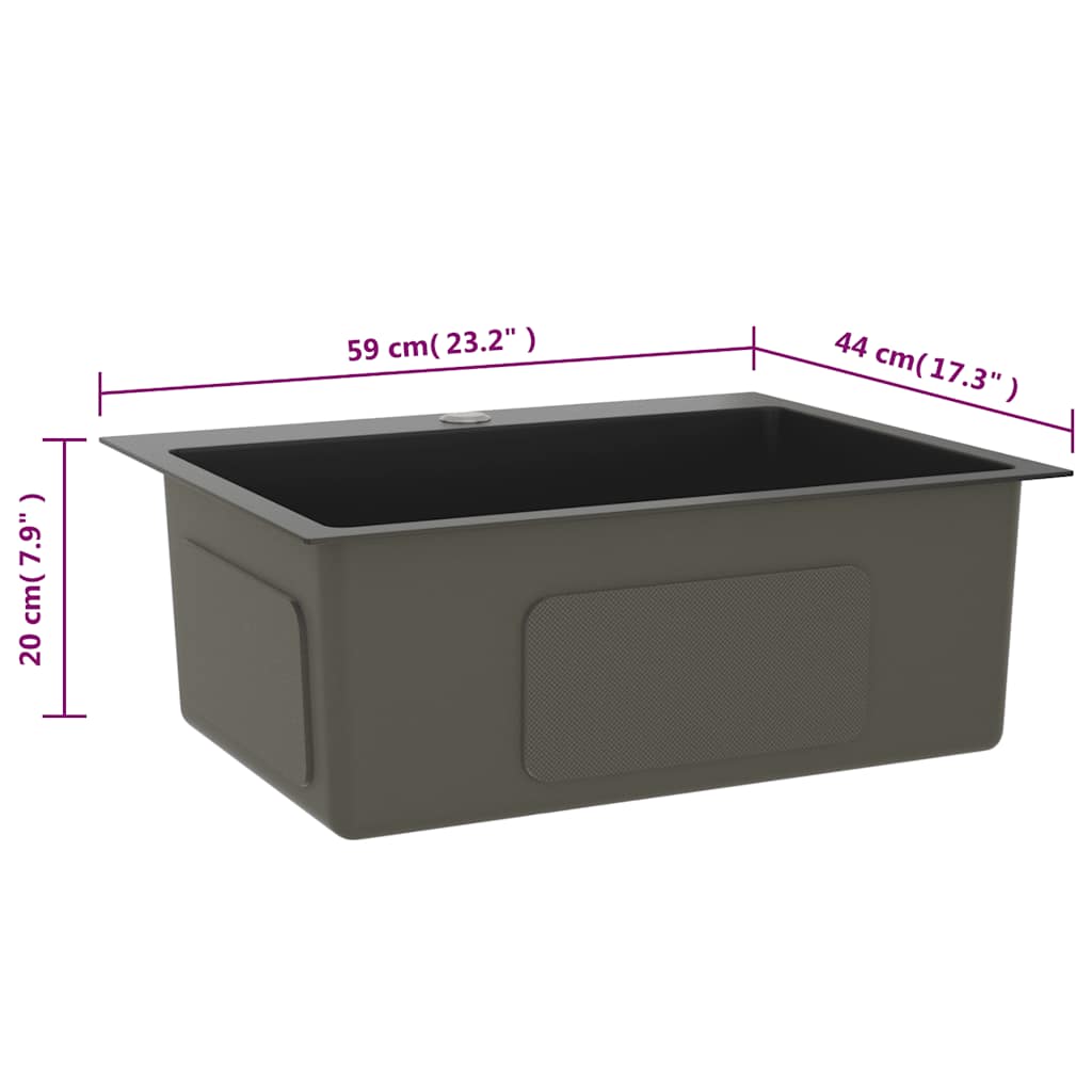 51513 vidaXL Handmade Kitchen Sink Black Stainless Steel