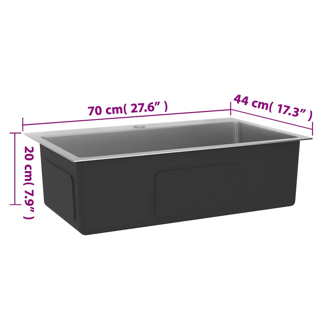 51514 vidaXL Handmade Kitchen Sink Stainless Steel