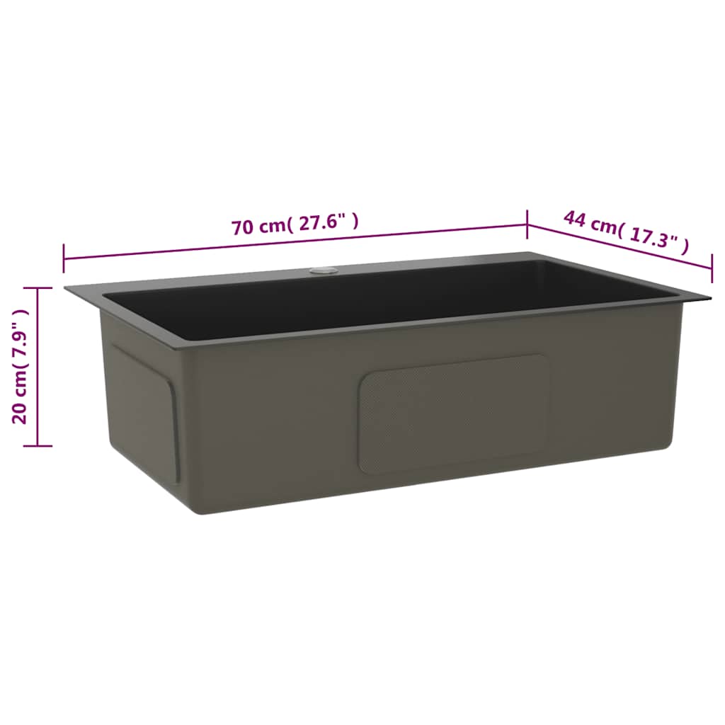 51515 vidaXL Handmade Kitchen Sink Black Stainless Steel