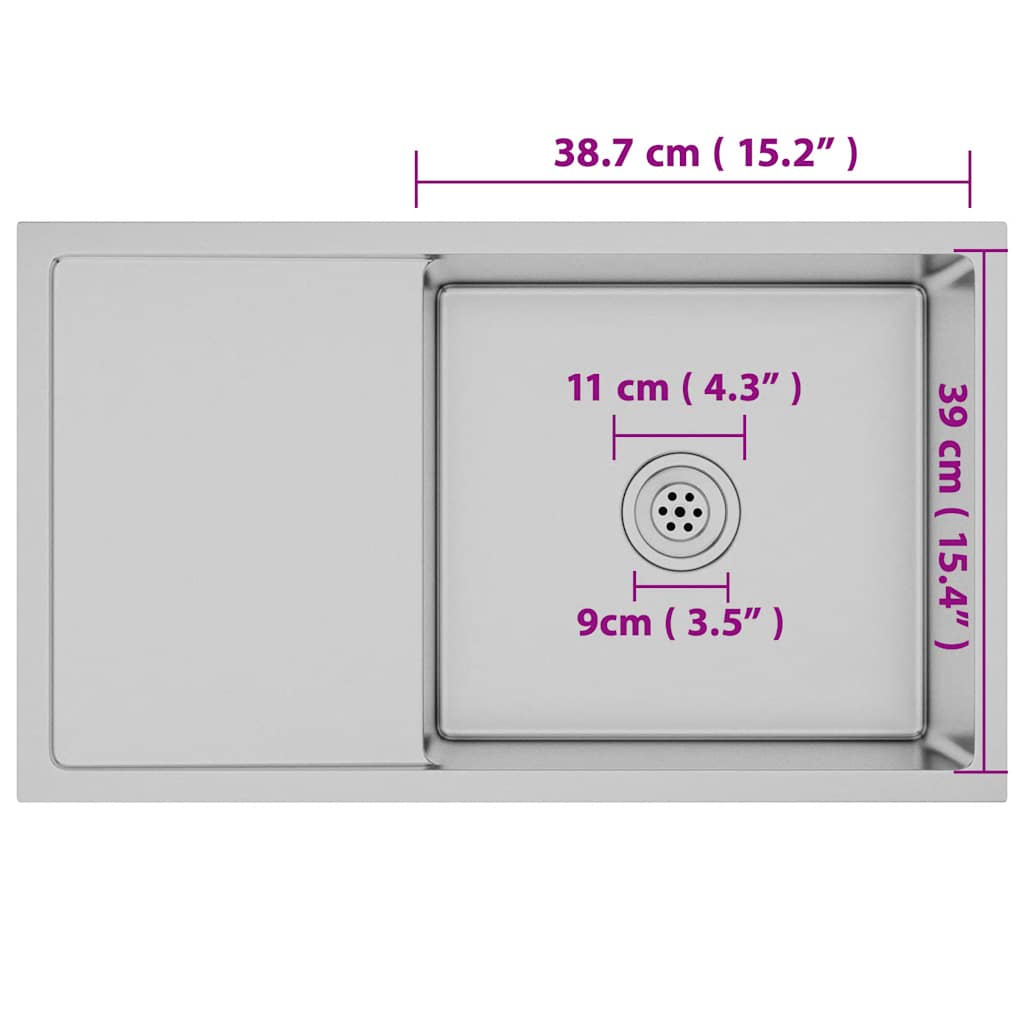 51520 vidaXL Handmade Kitchen Sink Stainless Steel