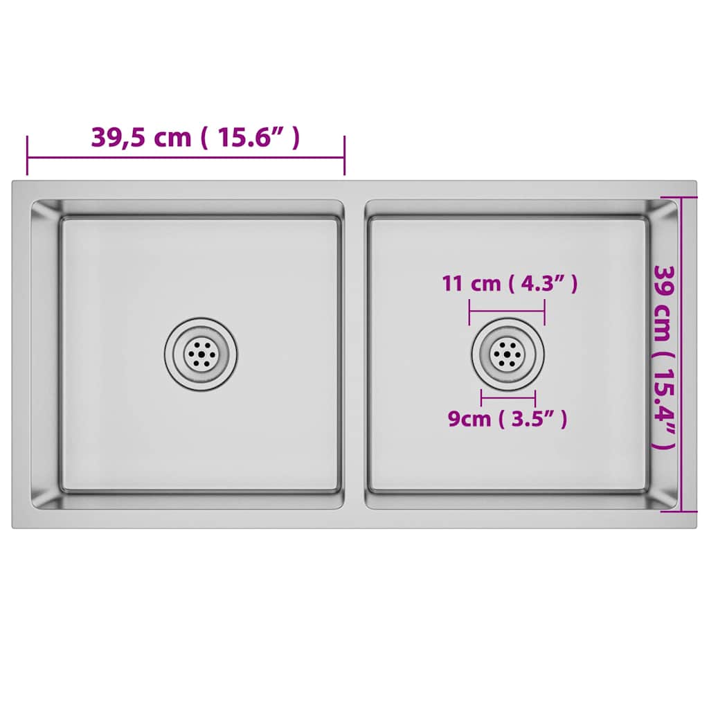 51522 vidaXL Handmade Kitchen Sink Stainless Steel