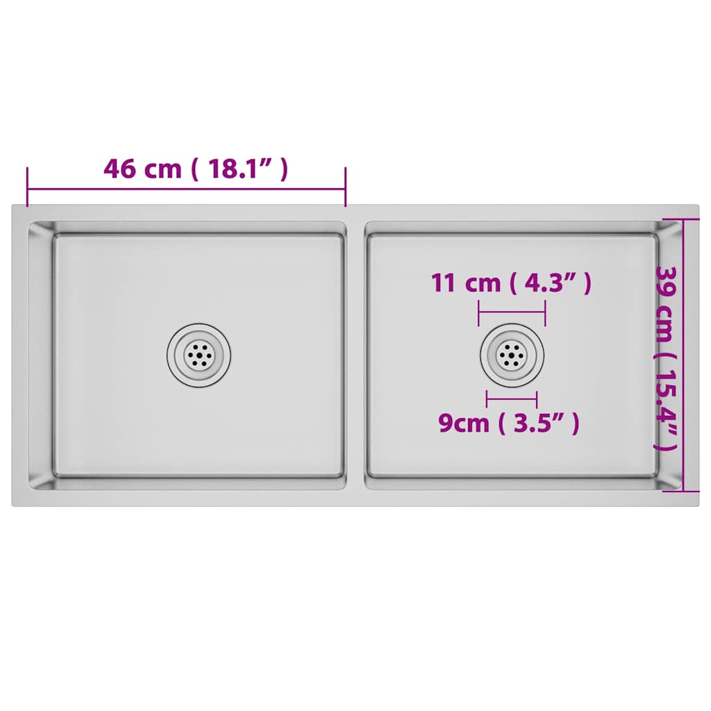 51524 vidaXL Handmade Kitchen Sink Stainless Steel