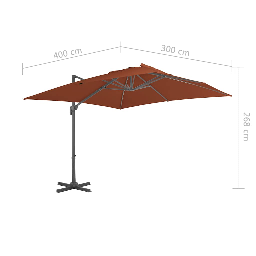 Cantilever Garden Parasol with Pole Terracotta 400x300 cm