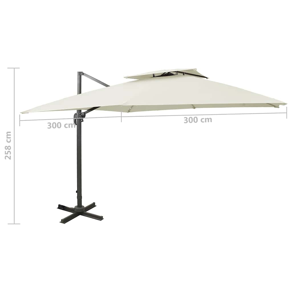 312368 vidaXL Cantilever Garden Parasol with Double Top 300x300 cm Sand