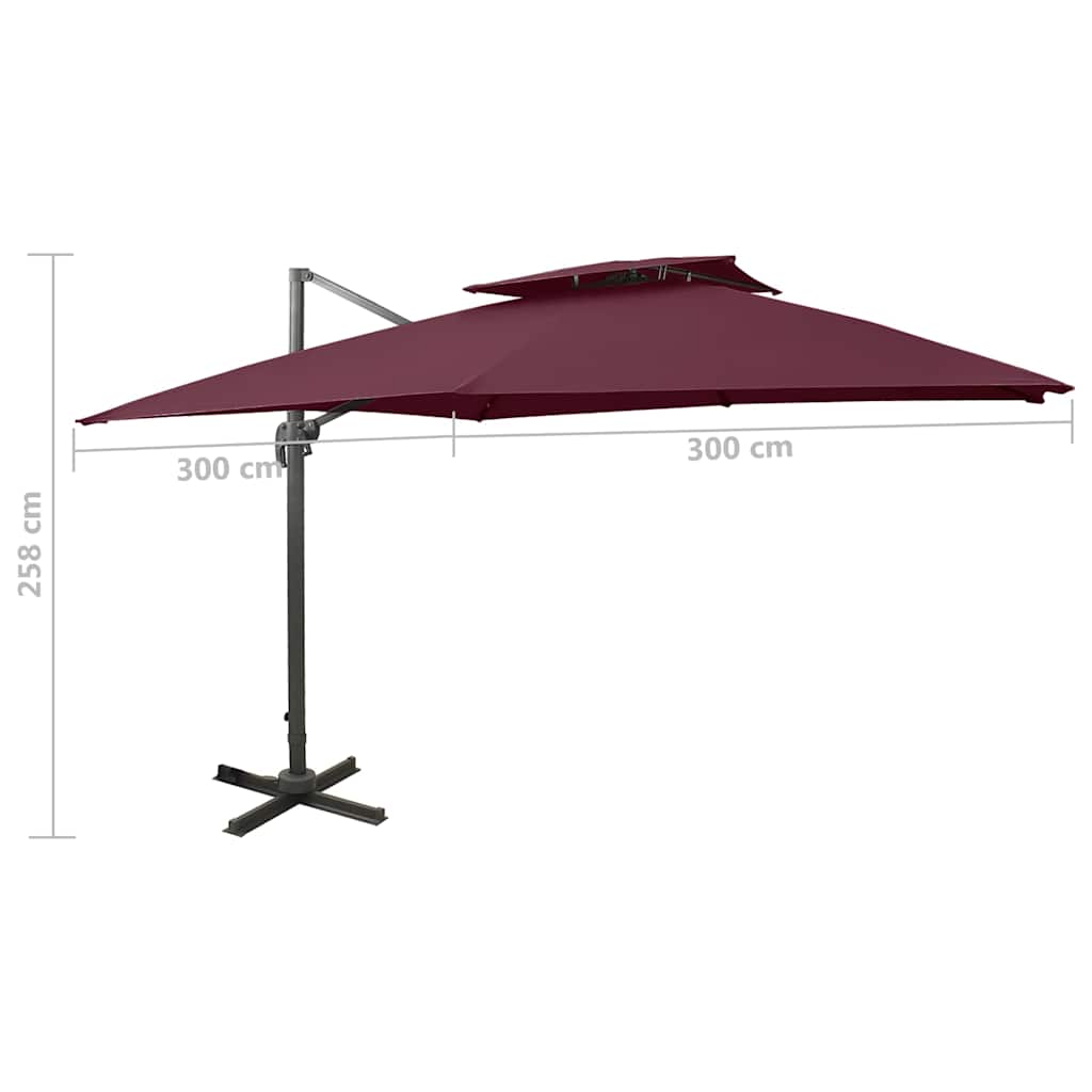 Cantilever Garden Parasol with Double Top 300x300 cm