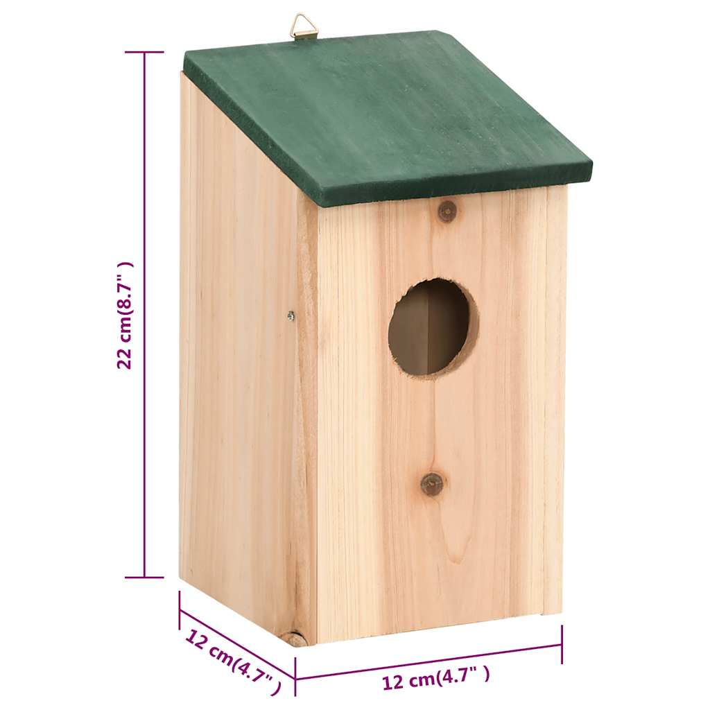 314815 vidaXL Bird Houses 10 pcs Solid Firwood 12x12x22 cm