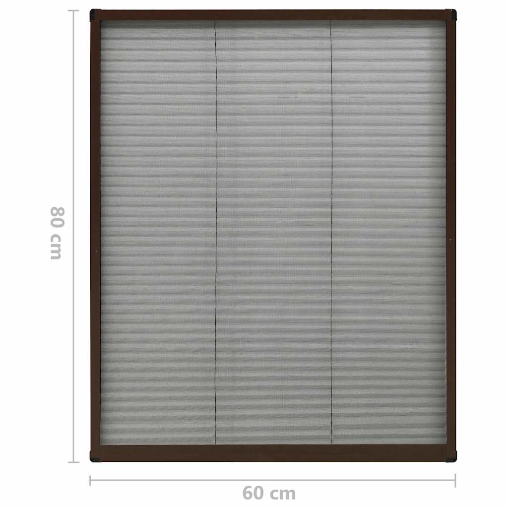 148653 vidaXL Plisse Insect Screen for Windows Aluminium Brown 60x80 cm