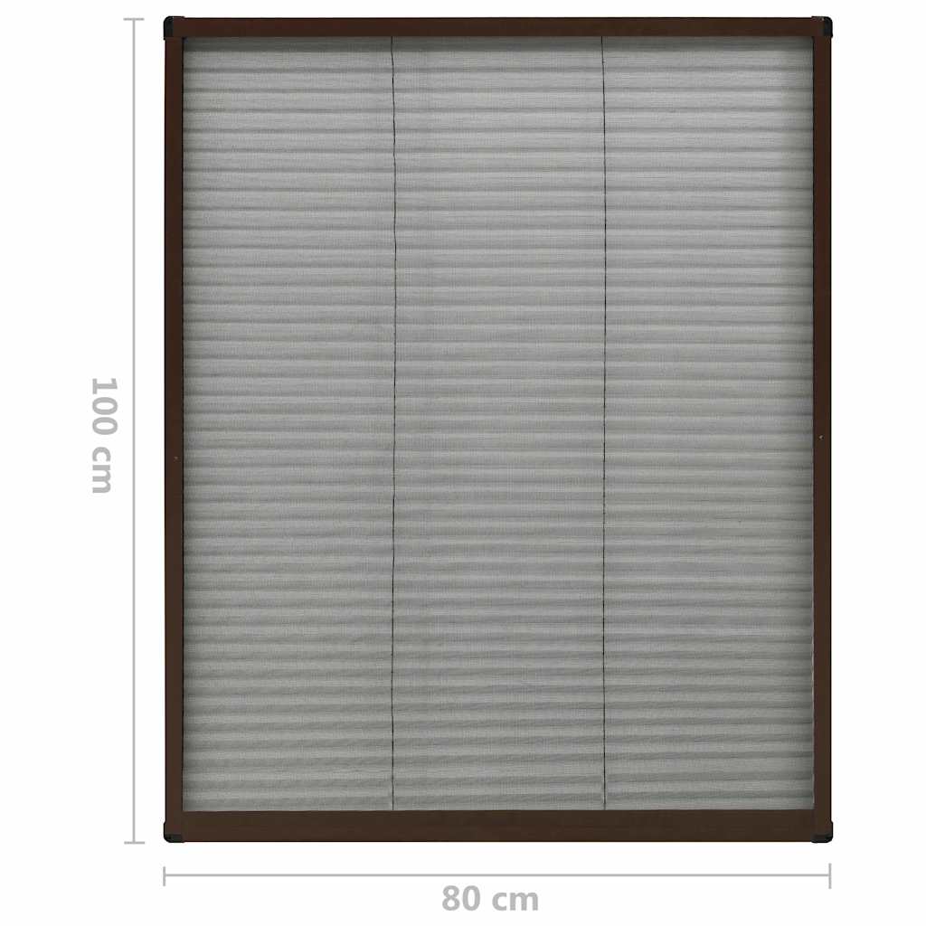148654 vidaXL Plisse Insect Screen for Windows Aluminium Brown 80x100 cm