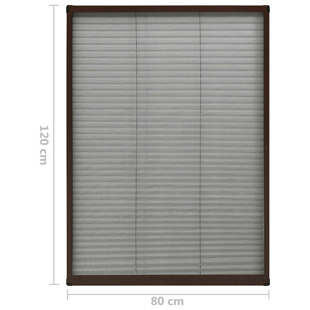 148655 vidaXL Plisse Insect Screen for Windows Aluminium Brown 80x120 cm