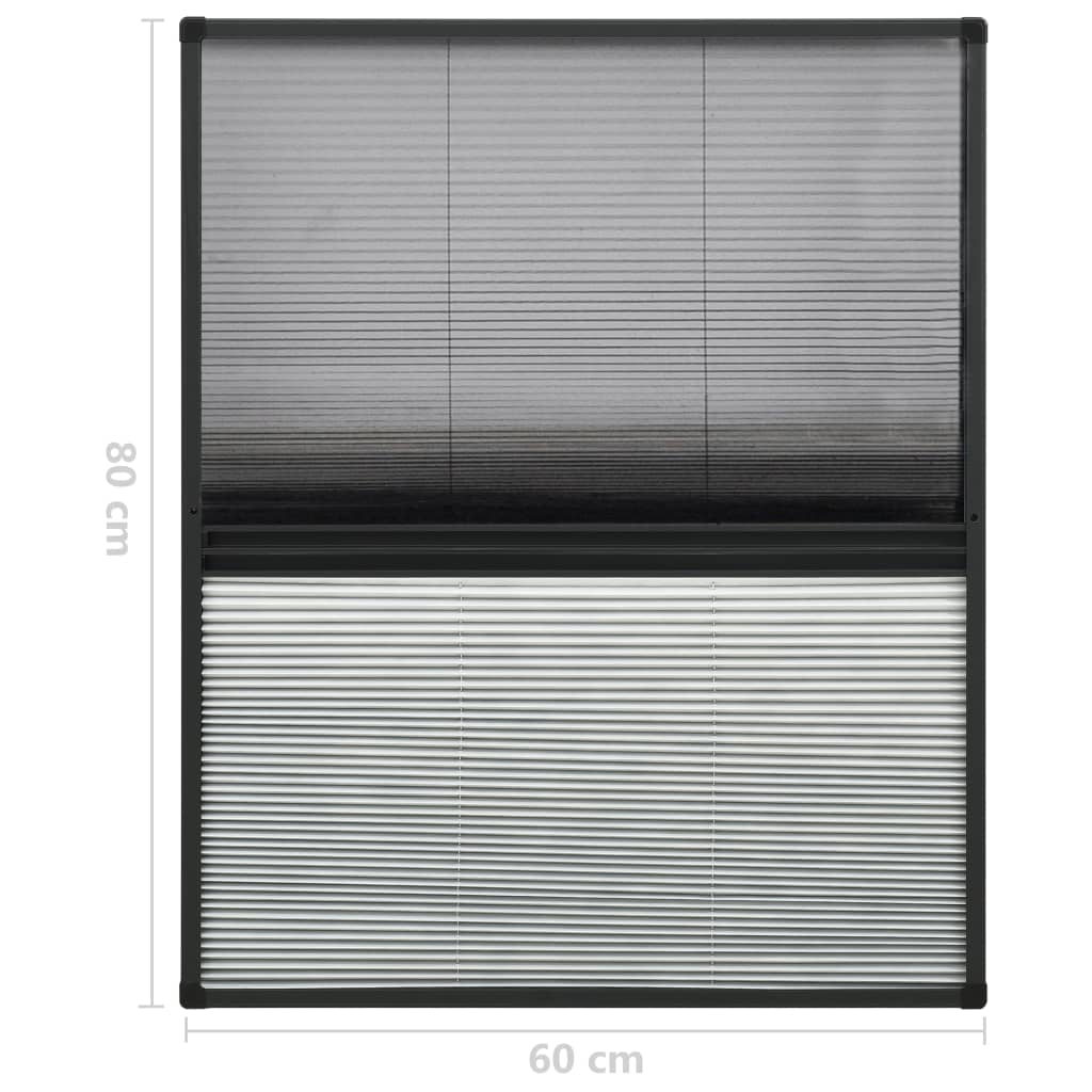 Plisse Insect Screen for Windows Aluminium 60x80 cm with Shade