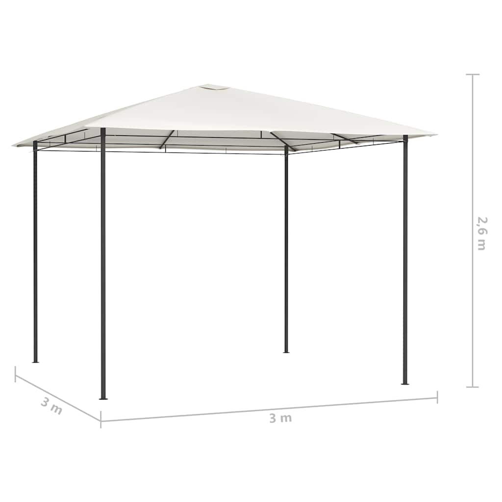 Gazebo 3x3x2.6 m Cream 160 g/m²