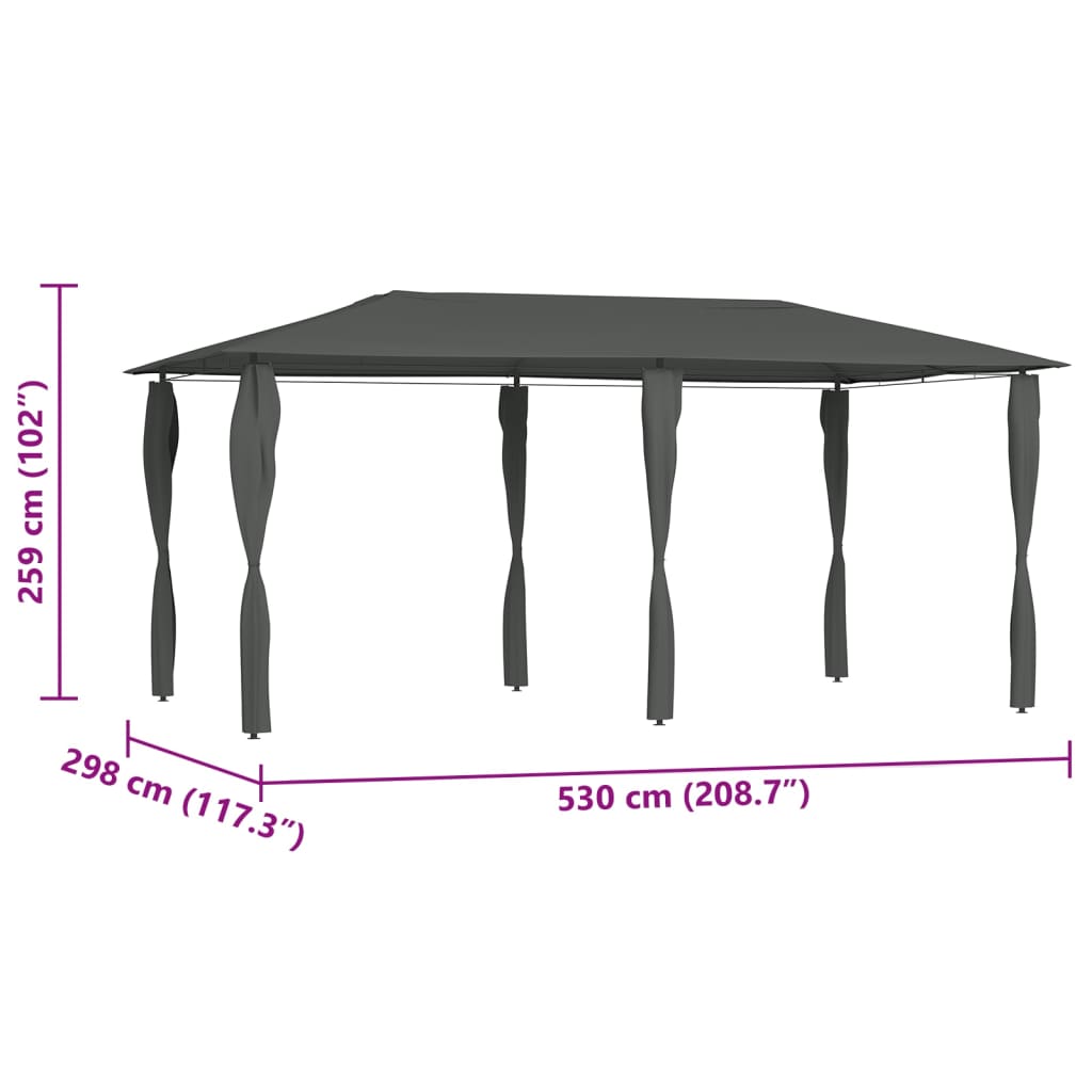 Gazebo with Post Covers 2,98x5,3x2,59 m Anthracite 160 g/m²