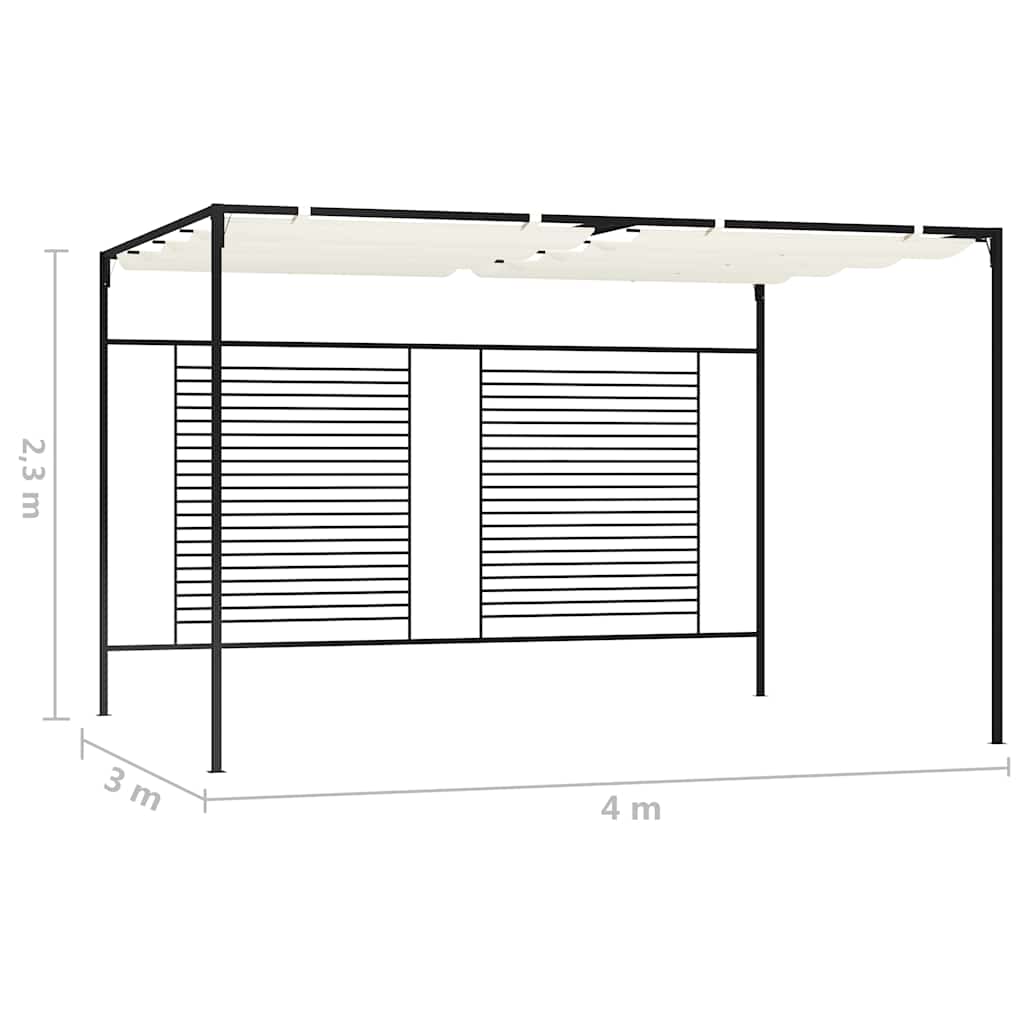 Gazebo with Retractable Roof 3x4x2,3 m Cream 180 g/m²