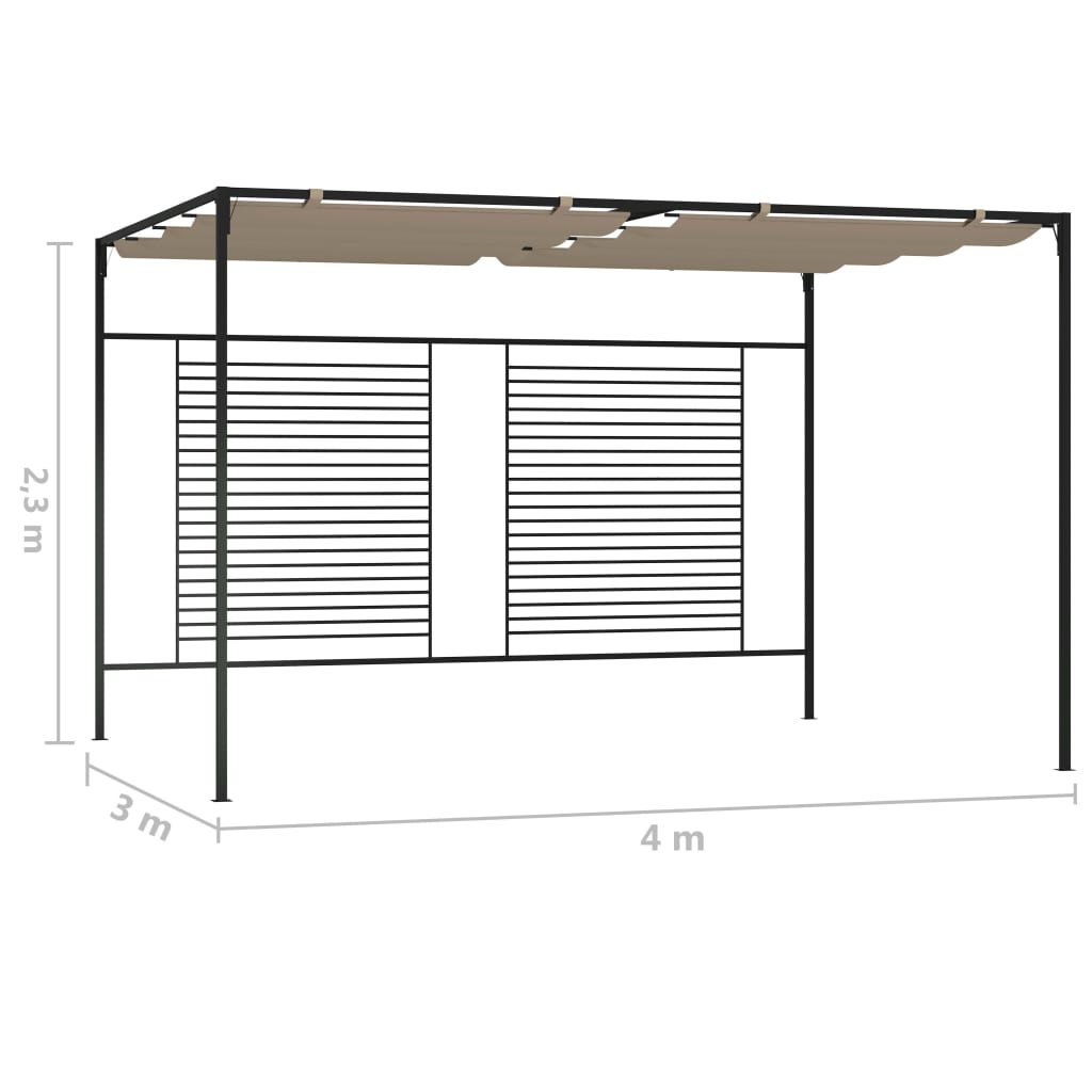 Gazebo with Retractable Roof 3x4x2,3 m Taupe 180 g/m²