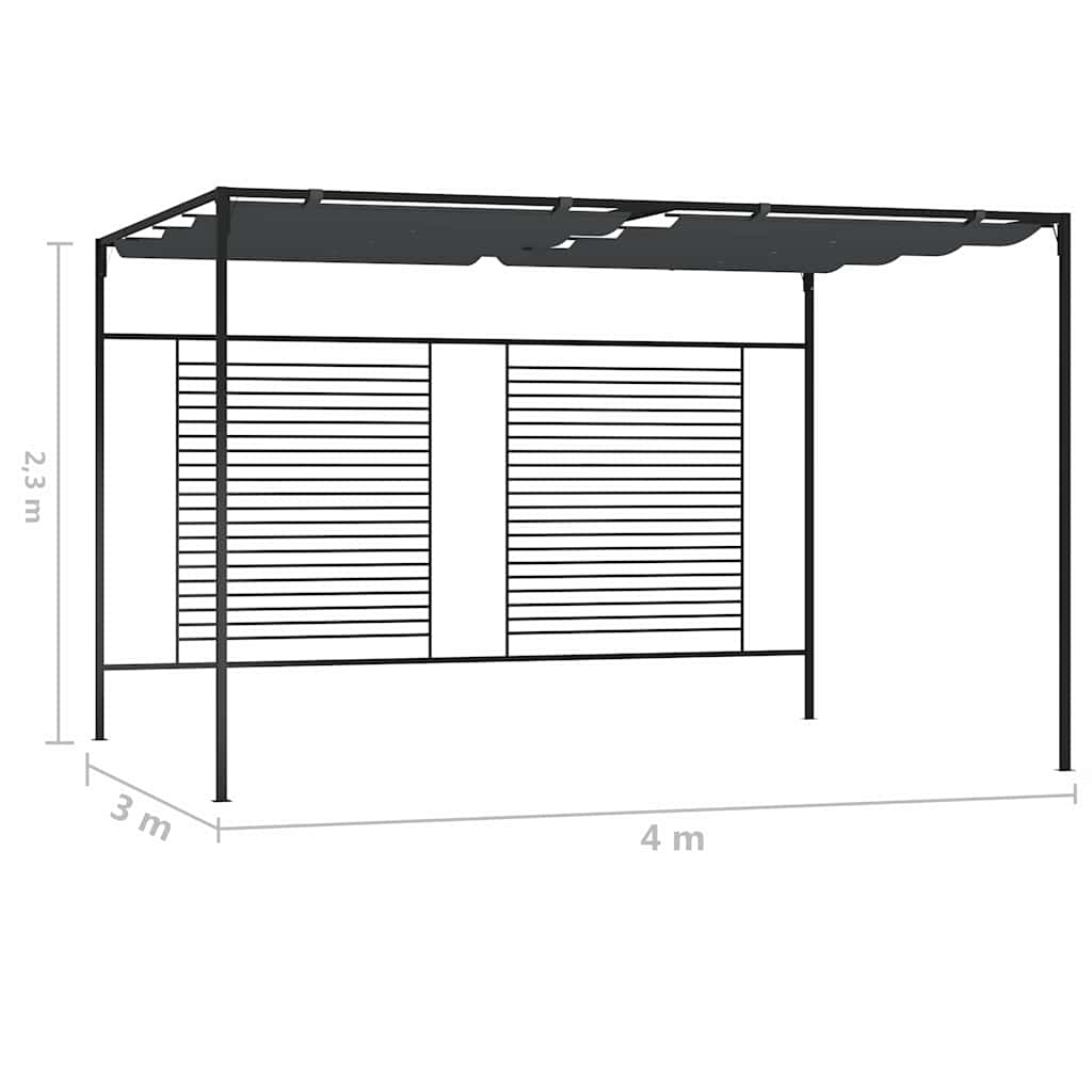 Gazebo with Retractable Roof 4x3x2,3 m Anthracite 180 g/m²