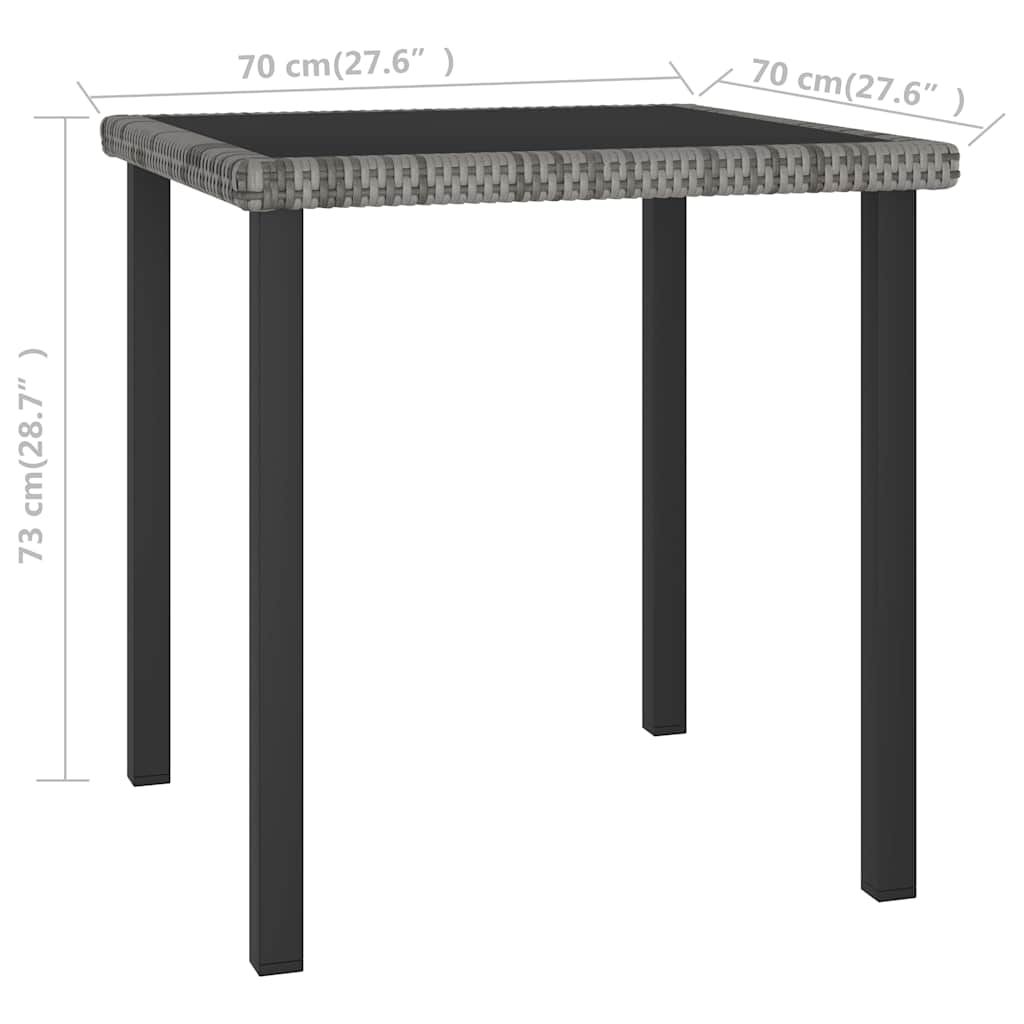 315117 vidaXL Garden Dining Table Grey 70x70x73 cm Poly Rattan
