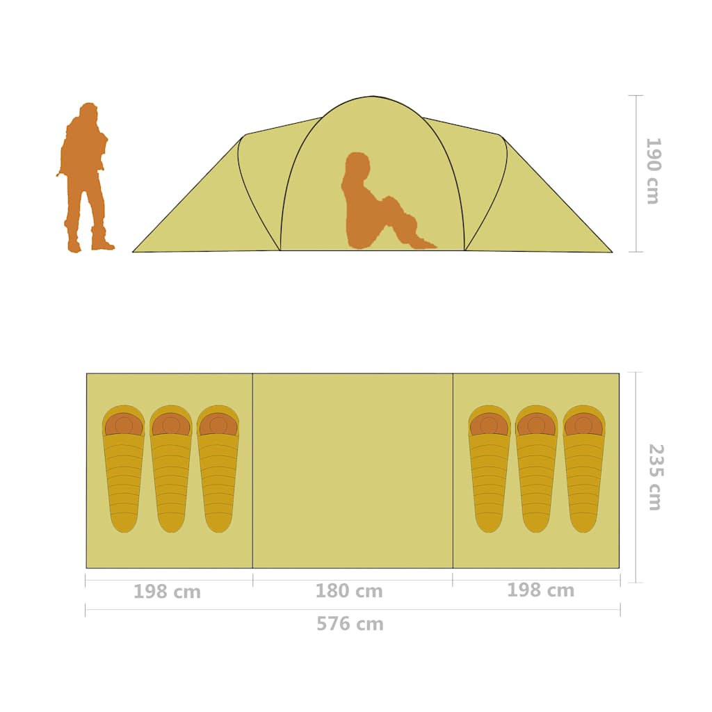 93186 vidaXL Camping Tent 6 Persons Grey and Orange