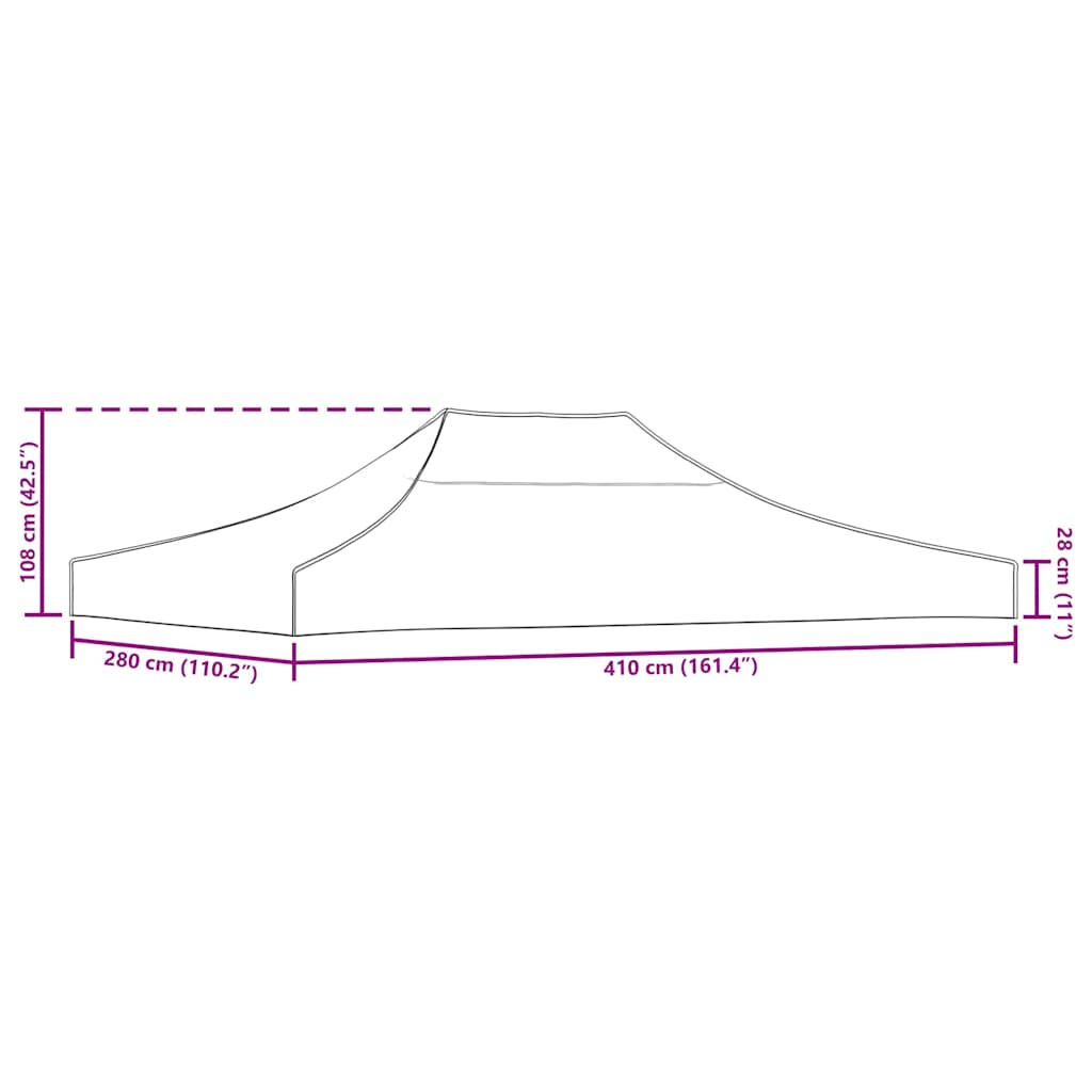 Party Tent Roof 4x3 m Burgundy 270 g/m²