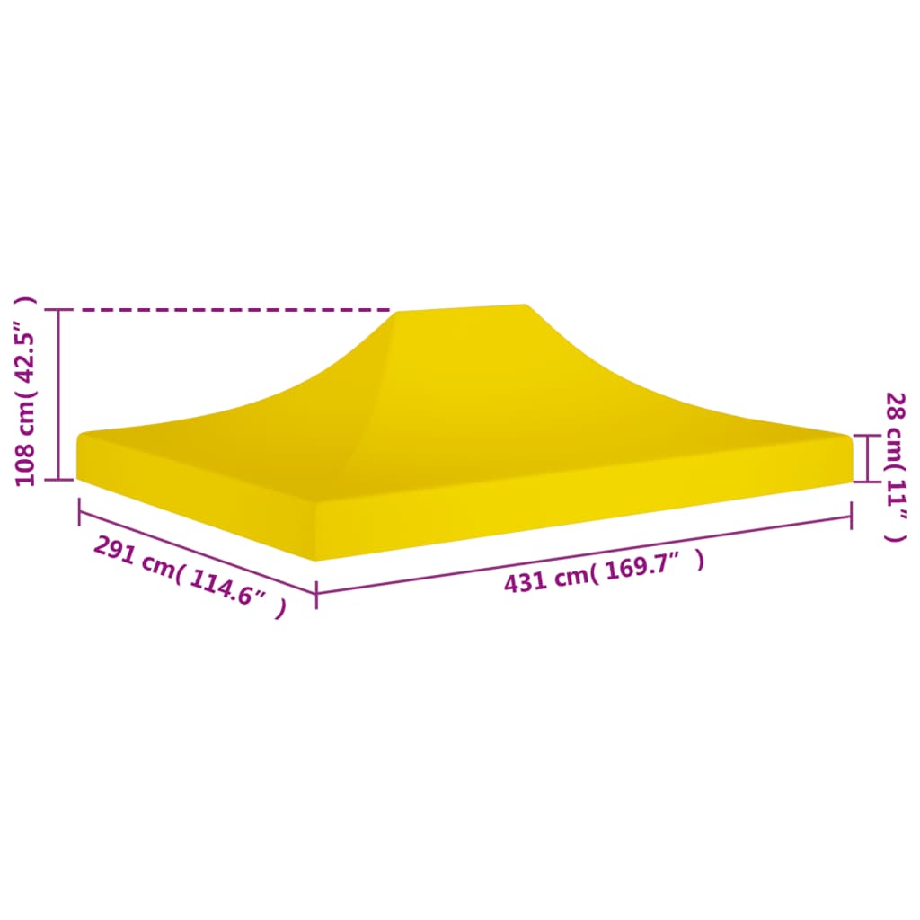Party Tent Roof 4,5x3 m Yellow 270 g/m²