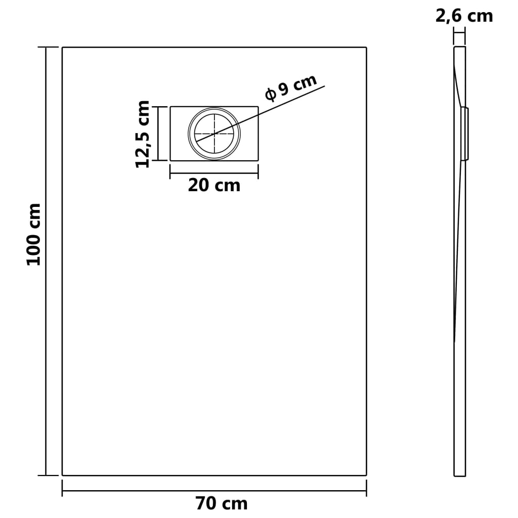 148926 vidaXL Shower Base Tray SMC Brown 100x70 cm