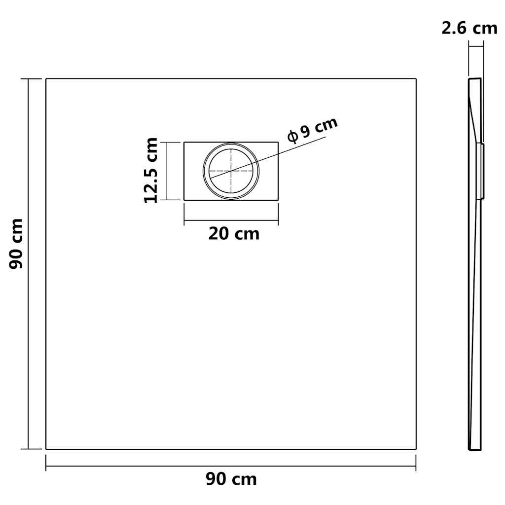 148933 vidaXL Shower Base Tray SMC Grey 90x90 cm