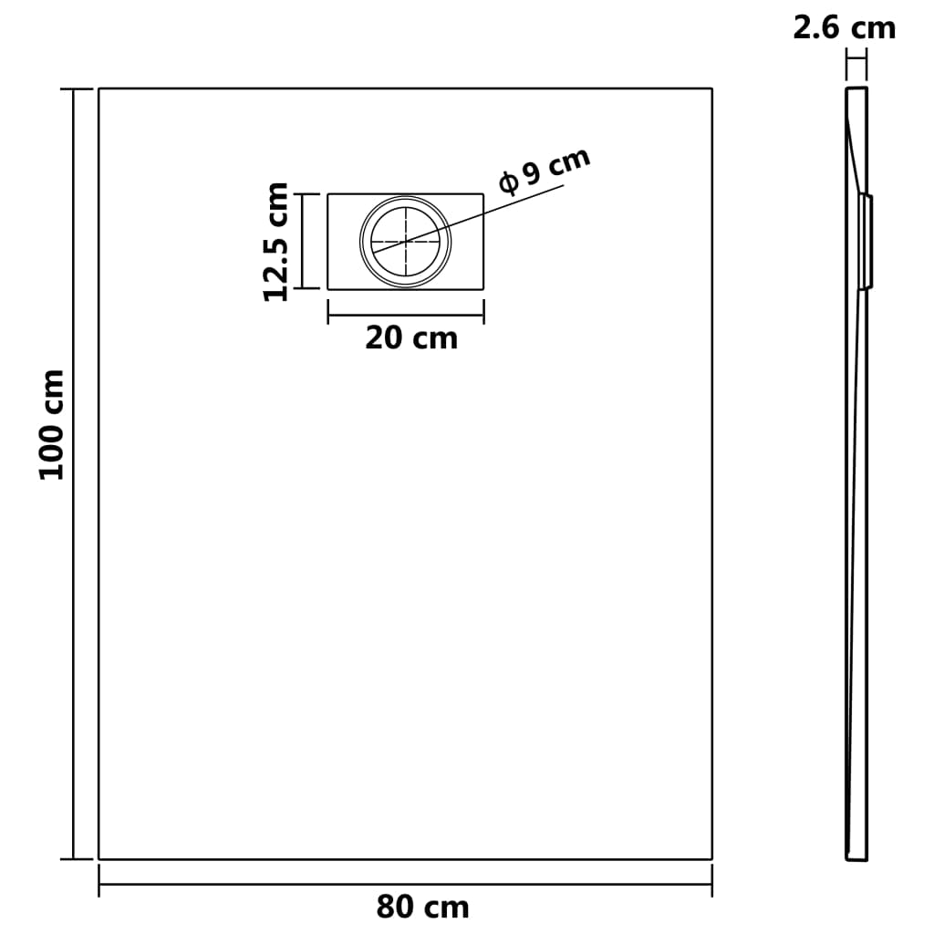 148935 vidaXL Shower Base Tray SMC Grey 100x80 cm