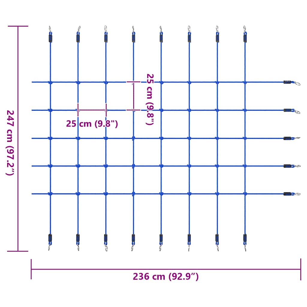 93175 vidaXL Climbing Net 200x150 cm Blue