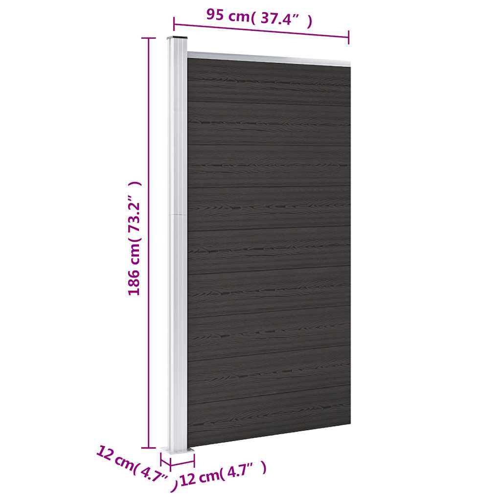 Fence Panel WPC 95x186 cm Black
