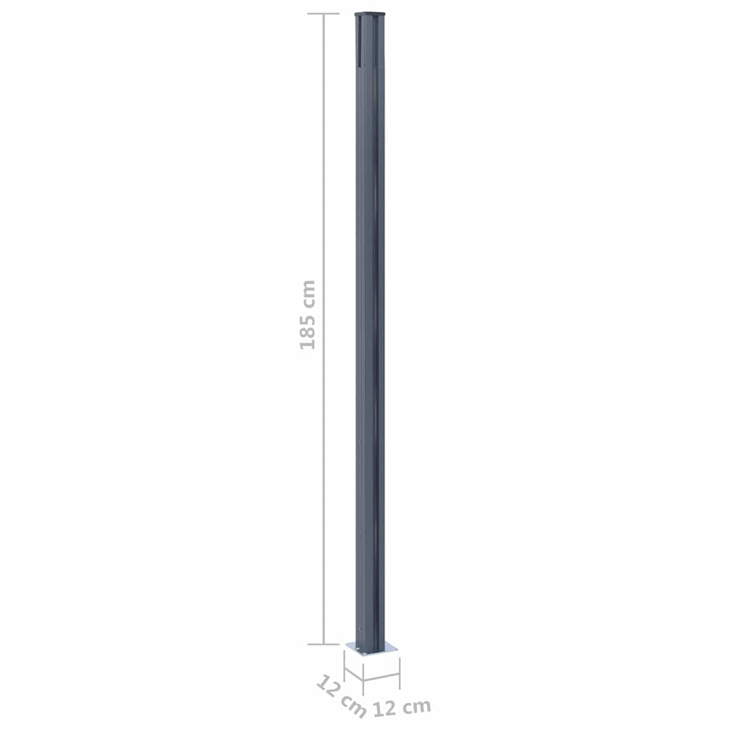 148986 vidaXL Fence Posts 2 pcs Dark Grey 185 cm Aluminium