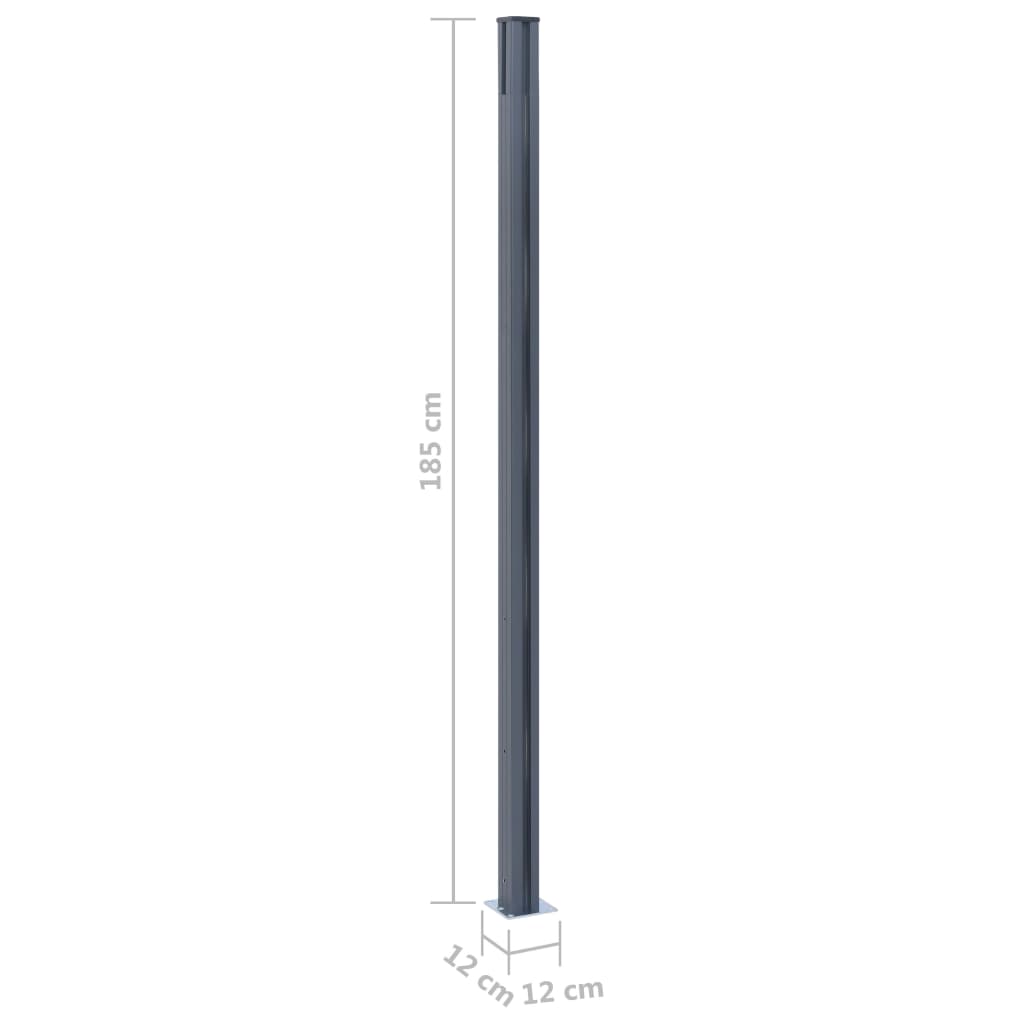 148987 vidaXL Fence Posts 3 pcs Dark Grey 185 cm Aluminium
