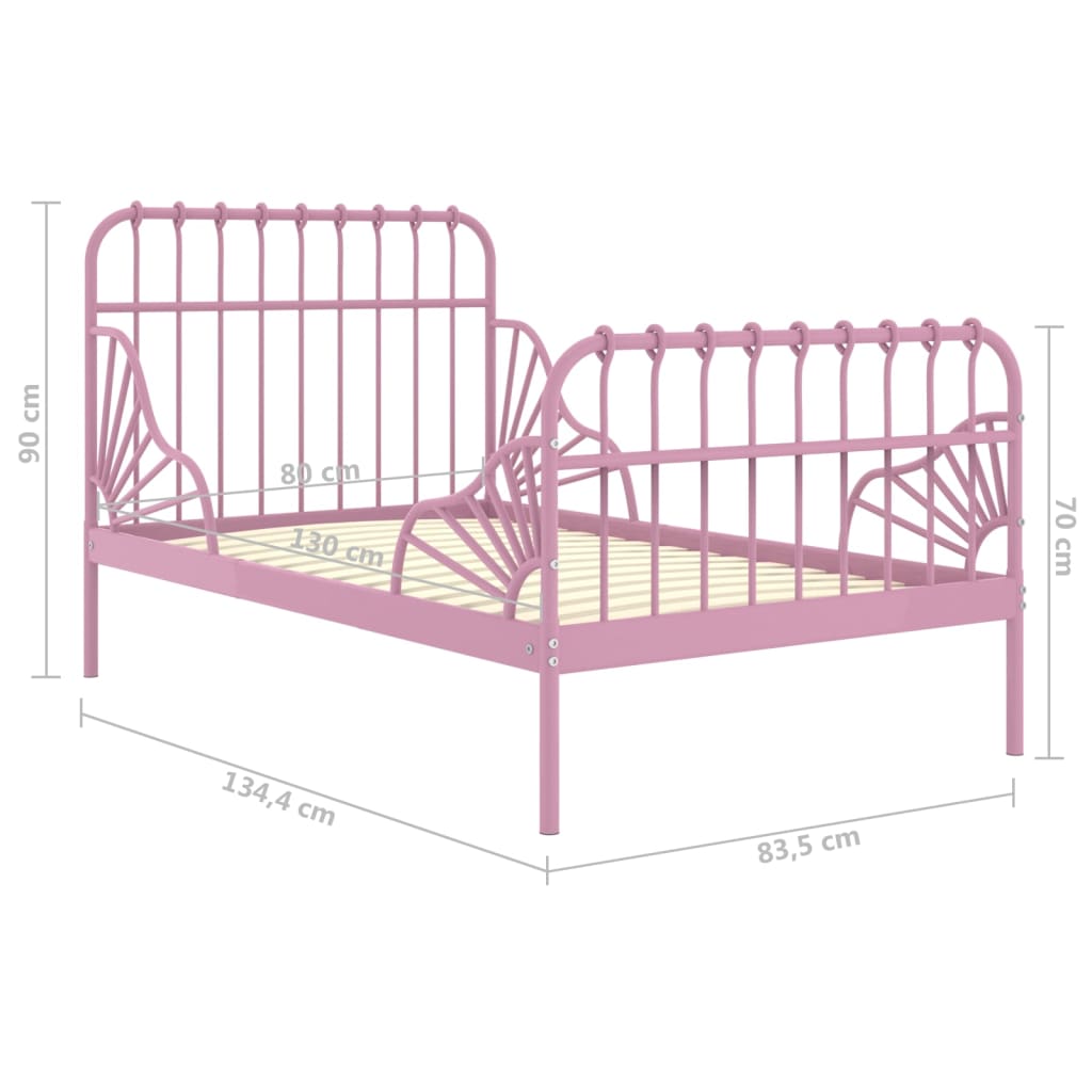 Extendable Bed Frame | Pink | Powder-coated metal | Single | Extendable