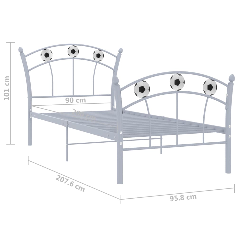 Bed Frame without Mattress Grey Metal 90x200 cm