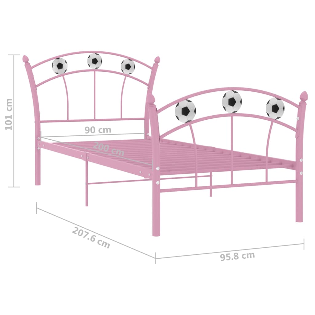 Bed Frame | Pink | Powder-coated metal | Single | Durable | Bed Frame