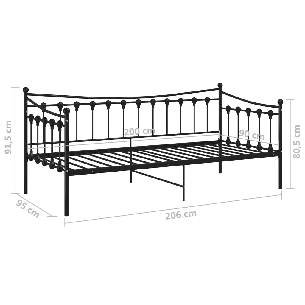 Sofa Bed Frame | Black | Powder-coated metal | 200 x 90 cm