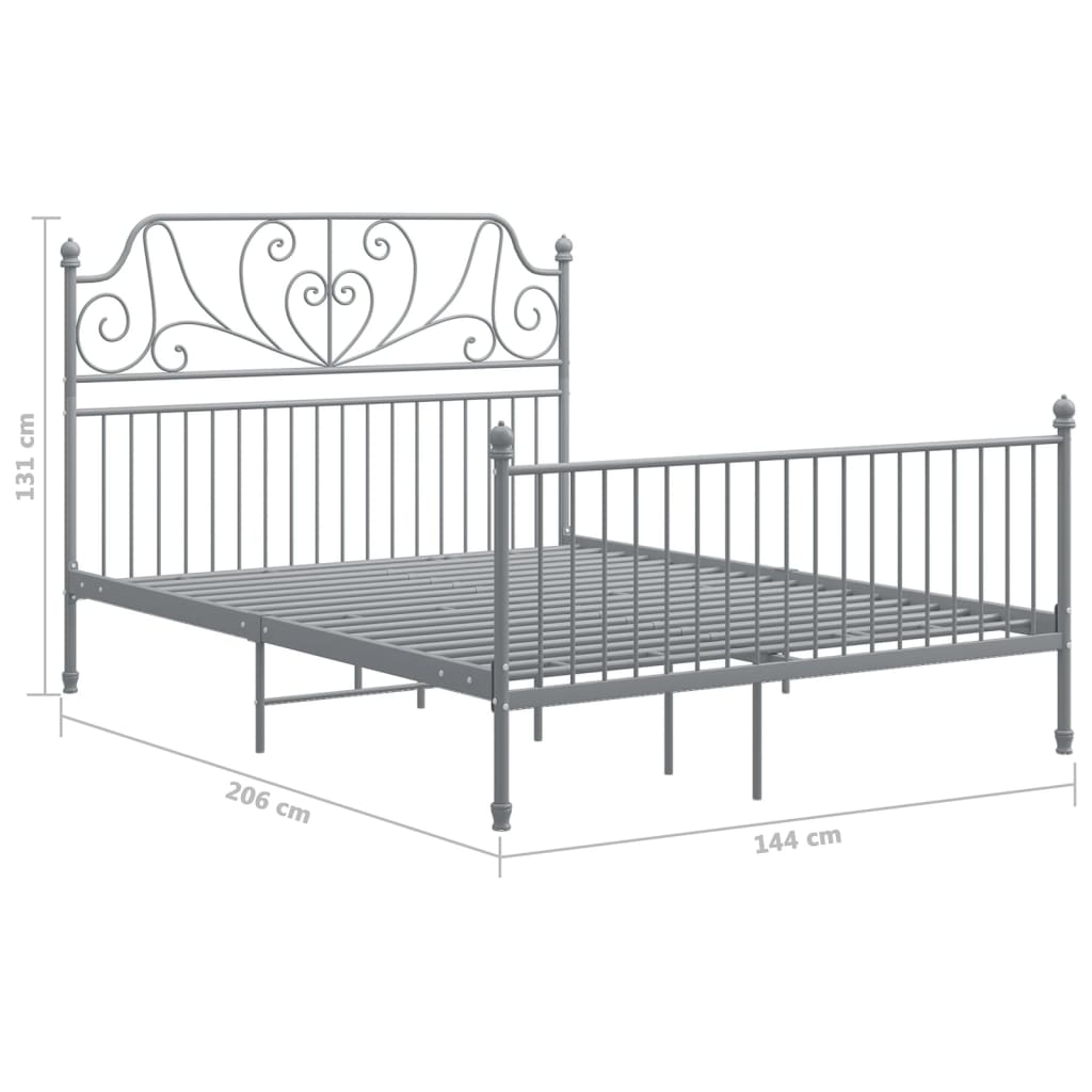 Bed Frame | Grey | Powder-coated metal | Double | Durable | Bed Frame