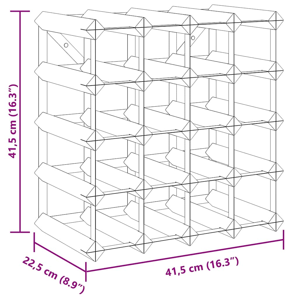 325914 vidaXL Wine Rack for 20 Bottles Black Solid Pine Wood
