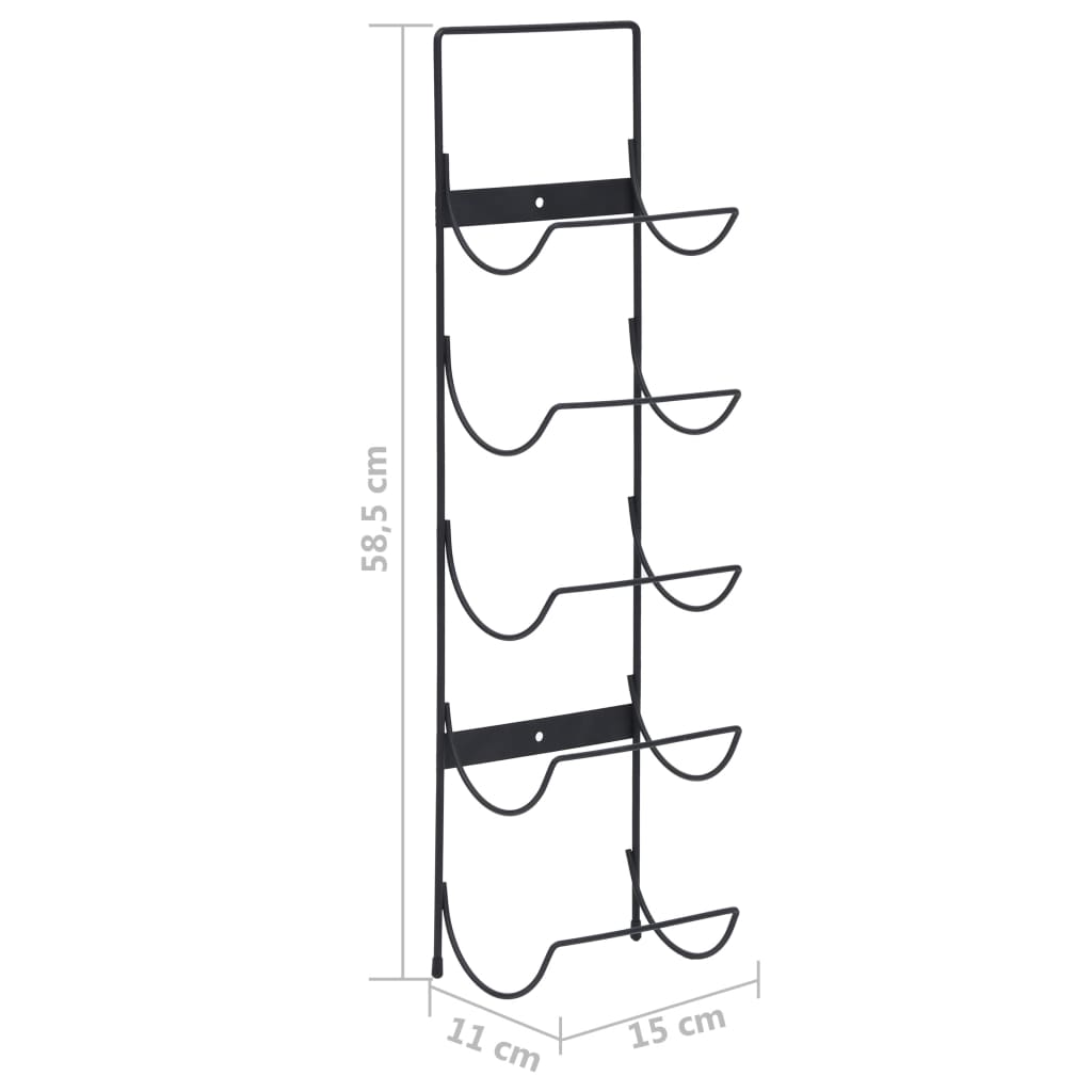 325920 vidaXL Wall Mounted Wine Rack for 5 Bottles Black Iron