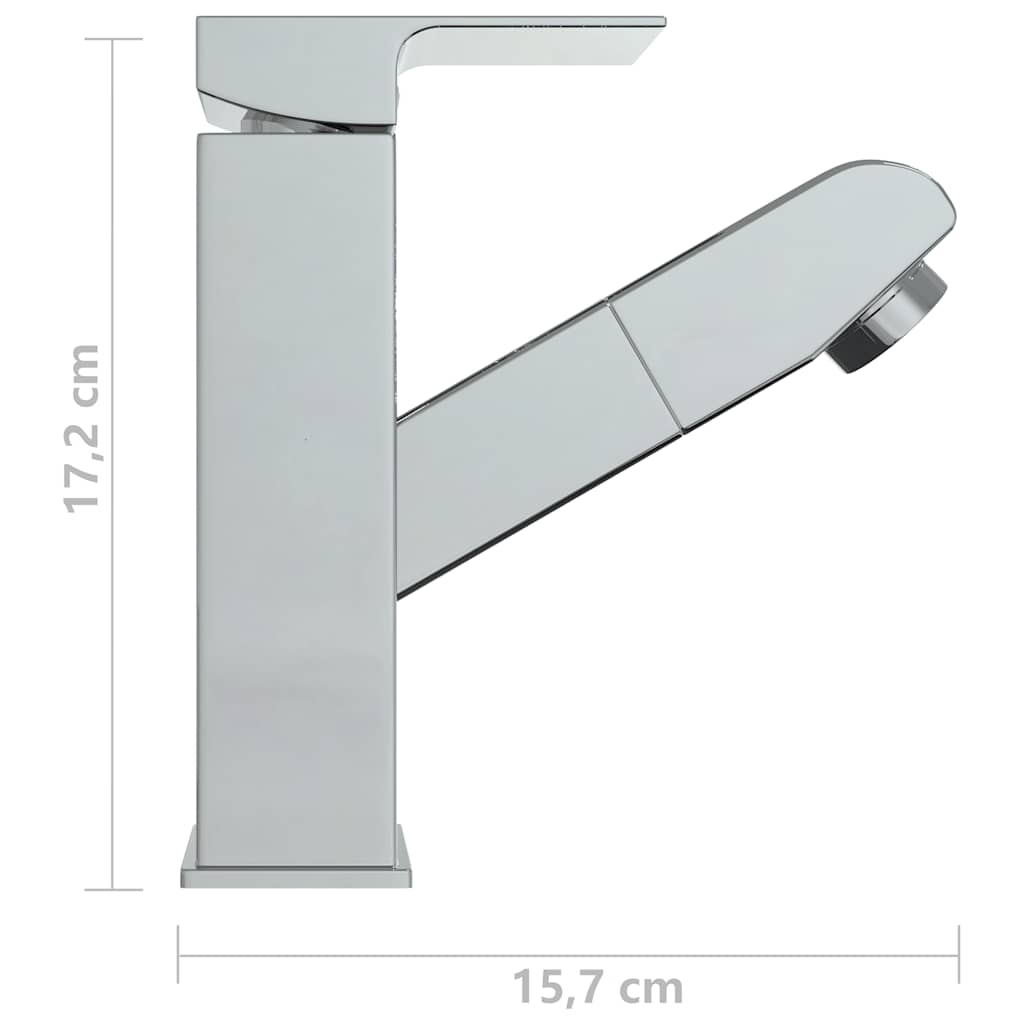 149075 vidaXL Bathroom Basin Faucet with Pull-out Function Chromed Finish 157x172 mm