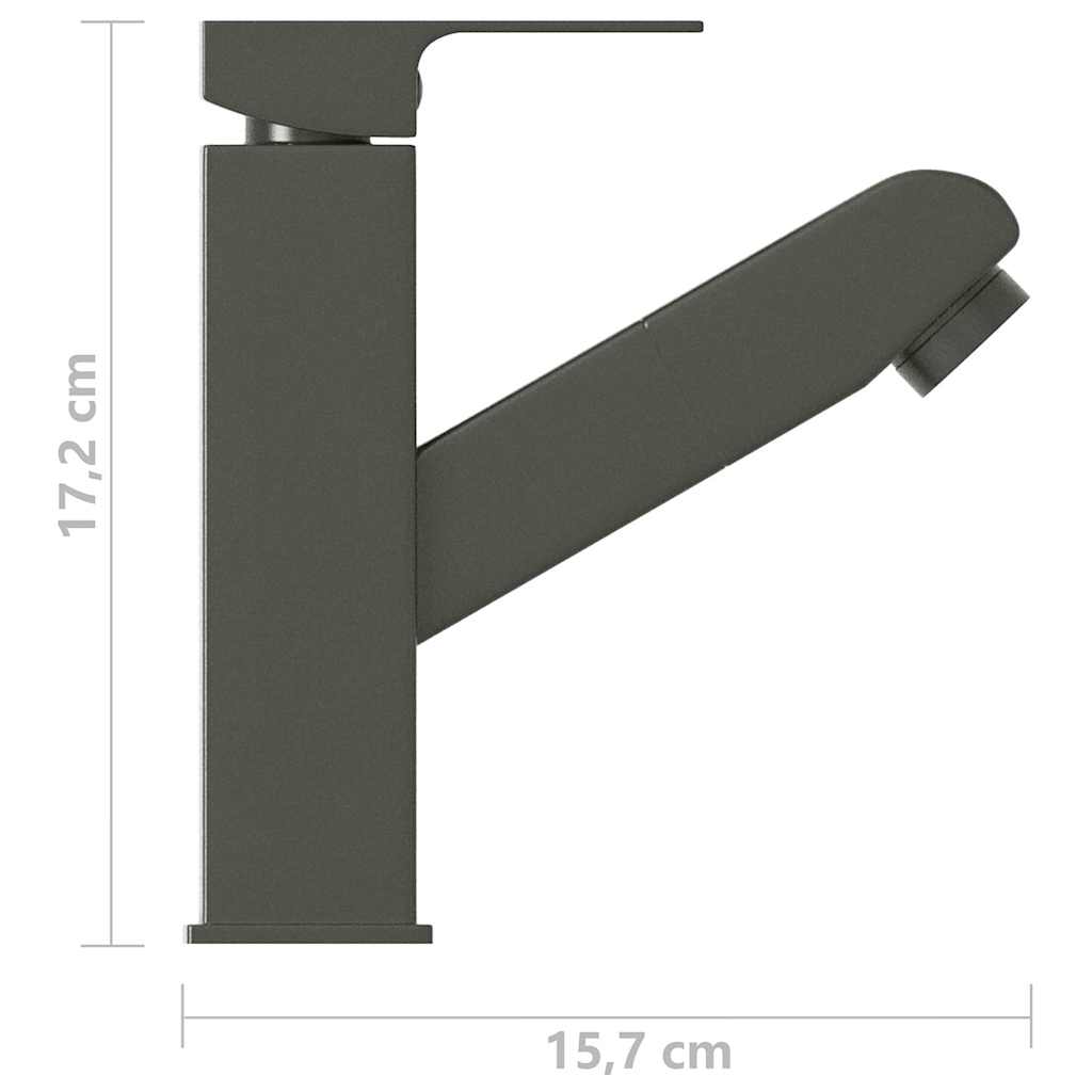 149078 vidaXL Bathroom Basin Faucet with Pull-out Function Grey 157x172 mm