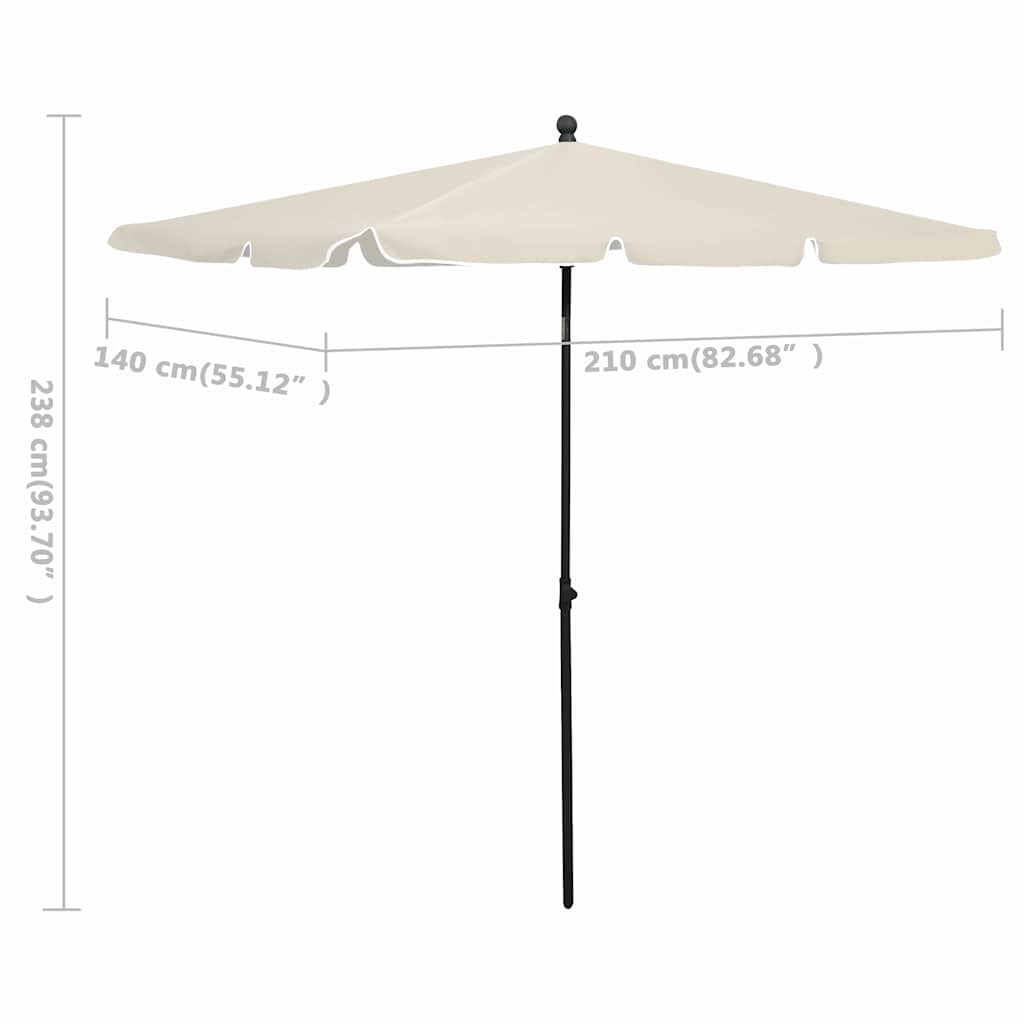 315543 vidaXL Garden Parasol with Pole 210x140 cm Sand