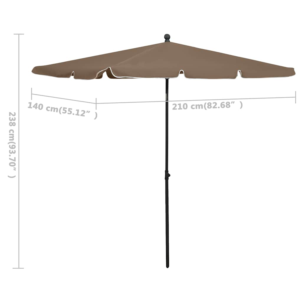 315546 vidaXL Garden Parasol with Pole 210x140 cm Taupe